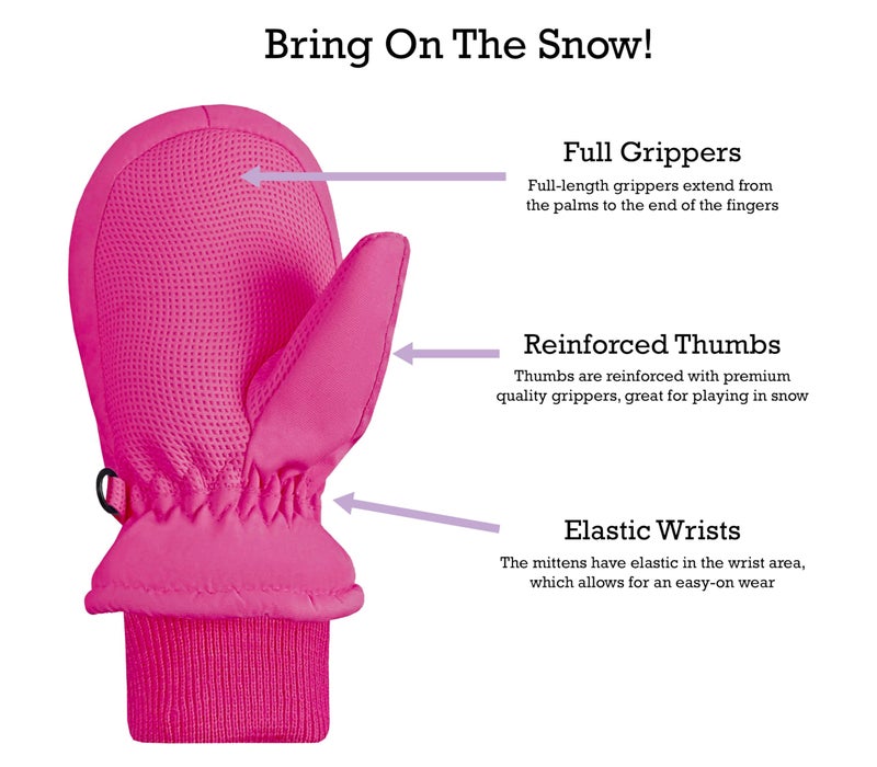 N'Ice Caps Kids Waterproof Snow Mittens Cold Weather Thinsulate Insulated (Fuchsia, 2-3 Years) - Image 4